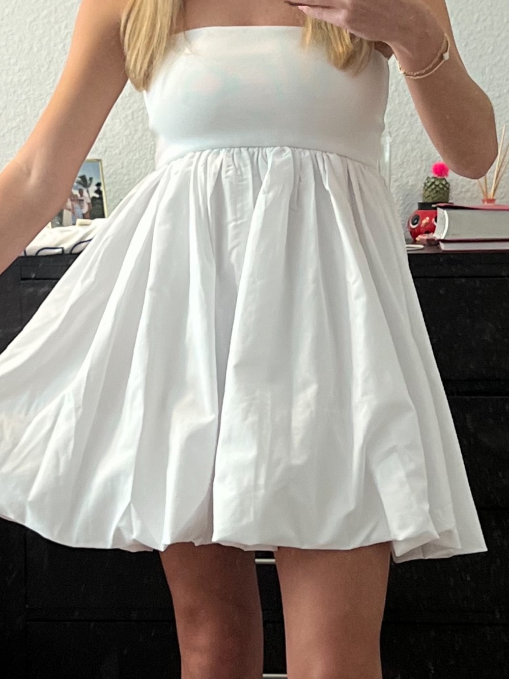 Forever 21 White Strapless Bubble Skirt